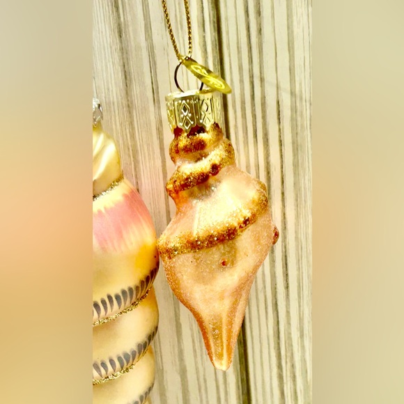 LAO-MAI Blown Glass Christmas Ornament Sea Shells Lot Of 3 - Picture 2 of 9